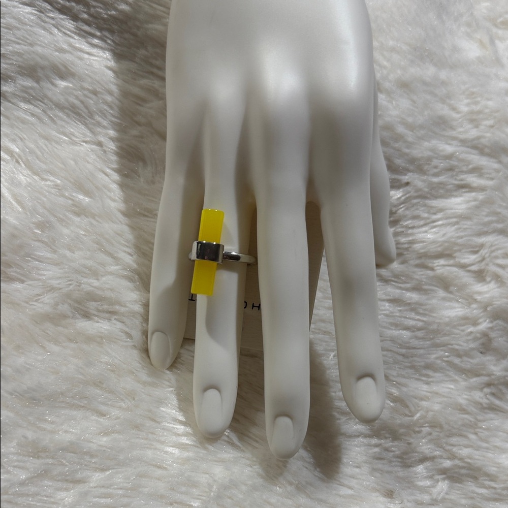 French Connection Yellow and Silver Wearable Ring